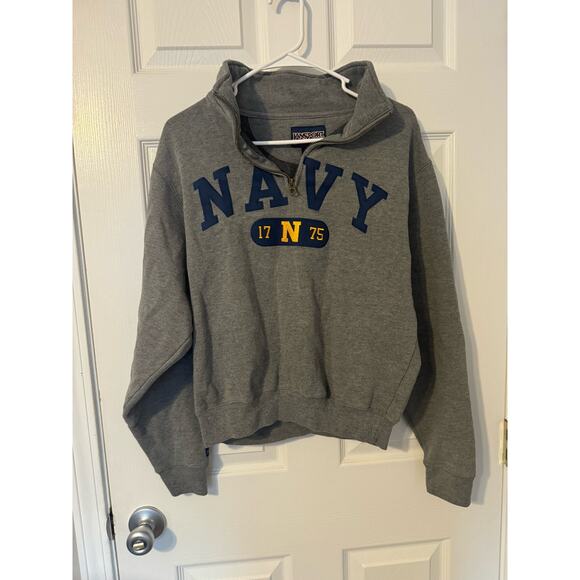 Janpsort Navy Naval Academy Quarter 1/4 Zip Sweatshirt Crewneck Size Small - Picture 1 of 3